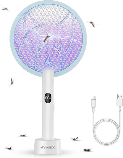 4100V Electric Fly Swatter 2-in-1 Mosquito Bug Zapper with 1800 mAh Rechargeable Battery