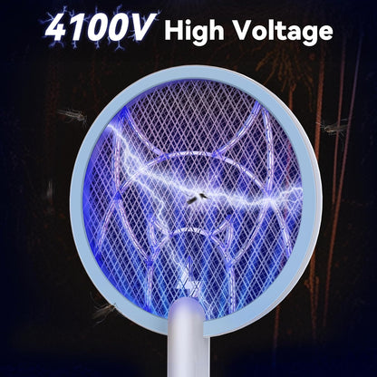 4100V Electric Fly Swatter 2-in-1 Mosquito Bug Zapper with 1800 mAh Rechargeable Battery