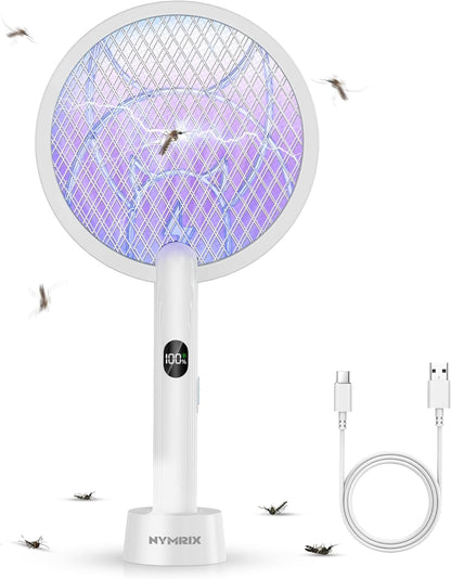 4100V Electric Fly Swatter 2-in-1 Mosquito Bug Zapper with 1800 mAh Rechargeable Battery