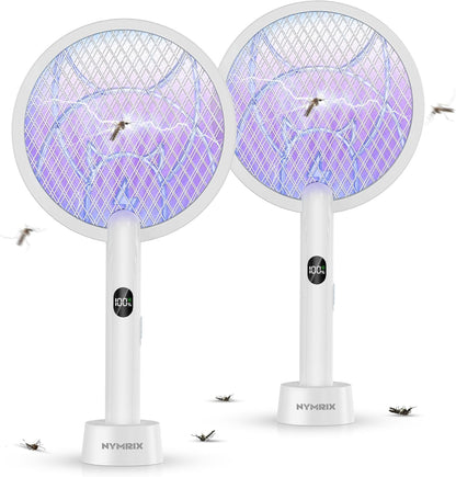 4100V Electric Fly Swatter 2-in-1 Mosquito Bug Zapper with 1800 mAh Rechargeable Battery