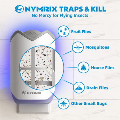 Flying Insect Trap & Refill Cartridges - Plug in Fly Trap & Indoor Bug Catcher for Gnats, House & Fruit Flies - Blue & UV Light