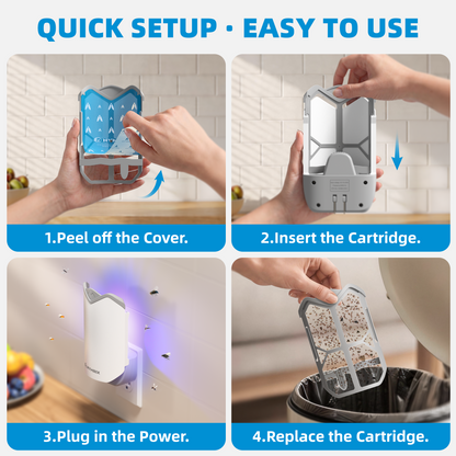 Flying Insect Trap & Refill Cartridges - Plug in Fly Trap & Indoor Bug Catcher for Gnats, House & Fruit Flies - Blue & UV Light